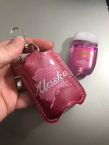 Alaska Hand Sanitizer Holder Snap Tab Version In the Hoop Embroidery Project 1 oz BBW for 5x7 hoops