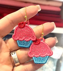 Cupcake FSL Earrings-In the Hoop Freestanding Lace Earrings