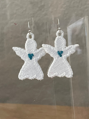 Angel Heart FSL Earrings - Freestanding Lace Earring Design - In the Hoop Embroidery Project