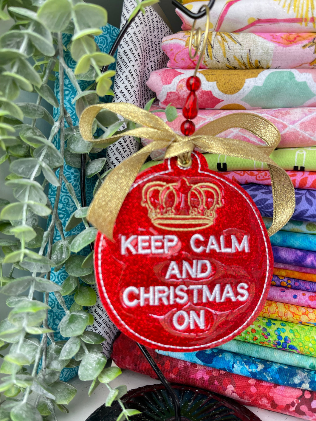 Keep Calm Christmas Ornament for 4x4 hoops