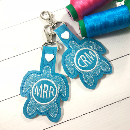 Monogram BLANK Sea Turtle tag snap tab for 4x4 hoops