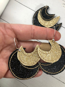 Moon Earrings and Pendant embroidery design for Vinyl and Leather