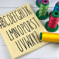 Tall Skinny Farmhouse Style Embroidery font- 1 and a half inches high -Satin Stitch embroidery font for machine embroidery