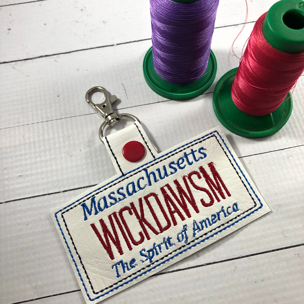 Massachusetts Plate Embroidery Snap Tab
