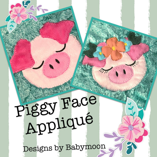 Piggy et Pretty Piggy (His and Hers) Raw Edge Applique Design - Quatre tailles 5x7, 6x10, 8x12, 14x14