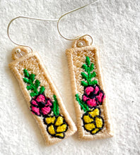 Floral Sprig Bar FSL Earrings - In the Hoop Freestanding Lace Earrings- Machine Embroidery Design File