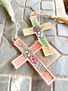 Easter Spray Cross Freestanding Lace Bookmark for 4x4 hoops - In the Hoop Machine Embroidery Design File
