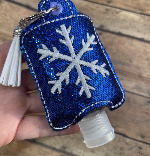 Snowflake Hand Sanitizer Holder Eyelet Version In the Hoop Embroidery Project  2 oz for 4x4 hoops