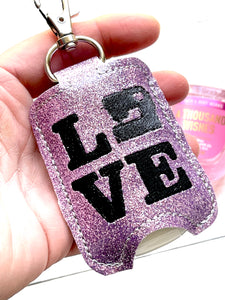 Love Sewing Machine Hand Sanitizer Holder Snap Tab Version In the Hoop Embroidery Project 1 oz BBW for 5x7 hoops
