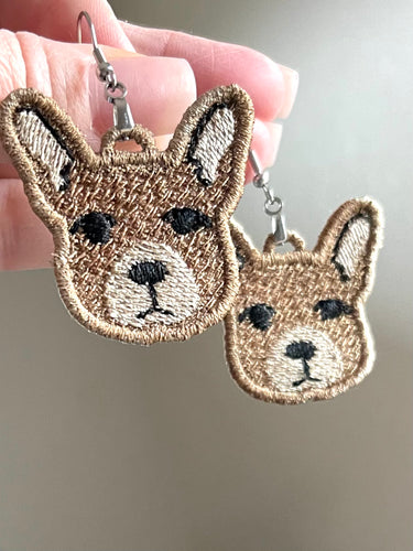 Frenchie French Bulldog FSL Earrings - In the Hoop Freestanding Lace Earrings