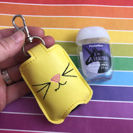 Cat Face Kitty Face Hand Sanitizer Holder Snap Tab Version In the Hoop Embroidery Project 1 oz BBW for 5x7 hoops