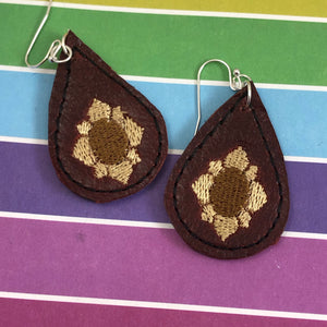 Sunflower Teardrop Earrings embroidery design