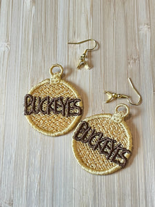 BUCKEYES FSL Earrings - In the Hoop Freestanding Lace Earrings