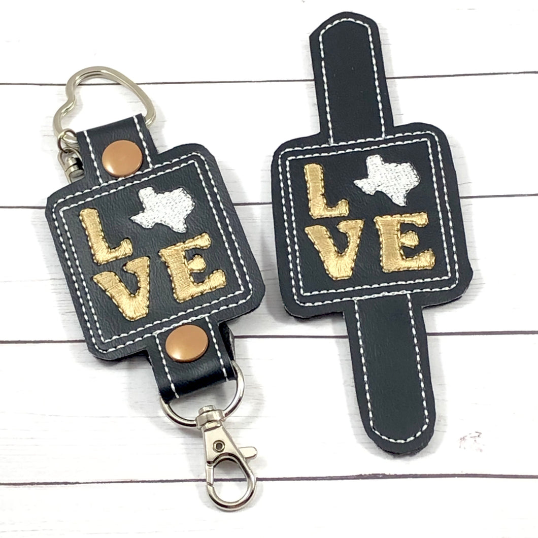 Texas Love Water Bottle Holder Double Snap Tab