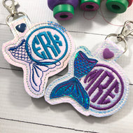 Monogram BLANK Mermaid Tail snap tab for 4x4 hoops