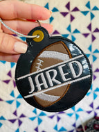 Split Football BLANK Applique Bag Tag OR Ornament for 4x4 hoops