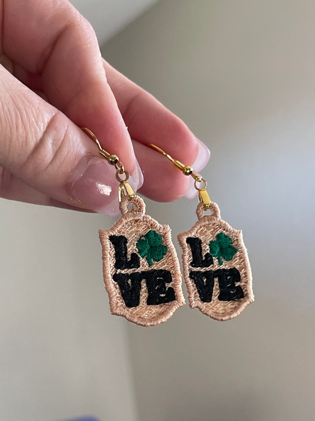Clover Love Stamp FSL Earrings - In the Hoop Freestanding Lace Earrings