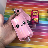 NEW SIZE Sweet Happy Face Hand Sanitizer Holder Snap Tab Version In the Hoop Embroidery Project 3 oz DT for 5x7 hoops