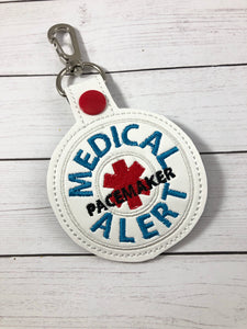 Medical Alert PACEMAKER snap tab embroidery design