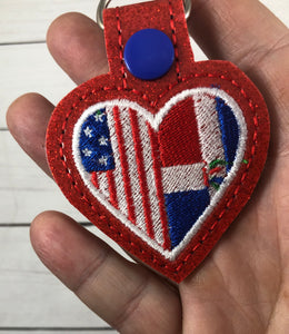 Dominican Republic America LOVE snap tab In The Hoop embroidery design