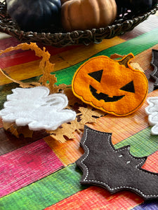 Halloween Oversized Felties for Wreaths or Banners - Set of three Ghost Jack O Lantern Pumpkin Bat