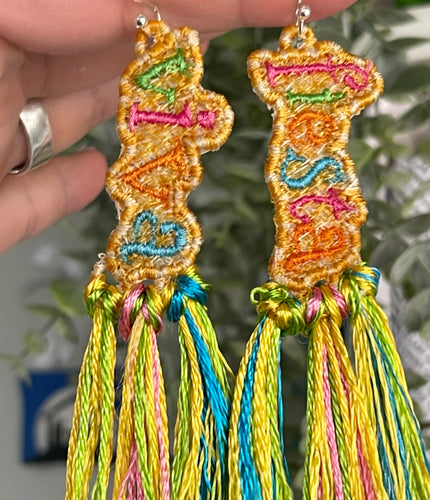 Boucles d’oreilles Viva Fiesta Lettering FSL - Boucles d’oreilles en dentelle autoportantes In the Hoop