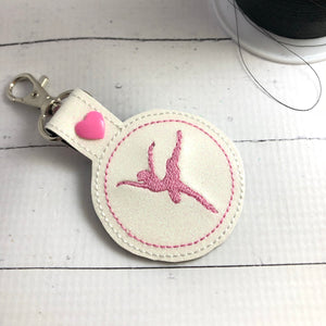 Dancer Girl snap tab -Ballerina Keyfob ITH Embroidery Design