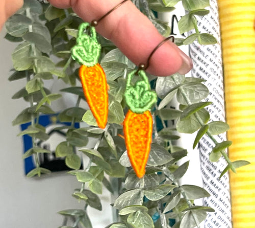 Carrot FSL Earrings - In the Hoop Freestanding Lace Earrings