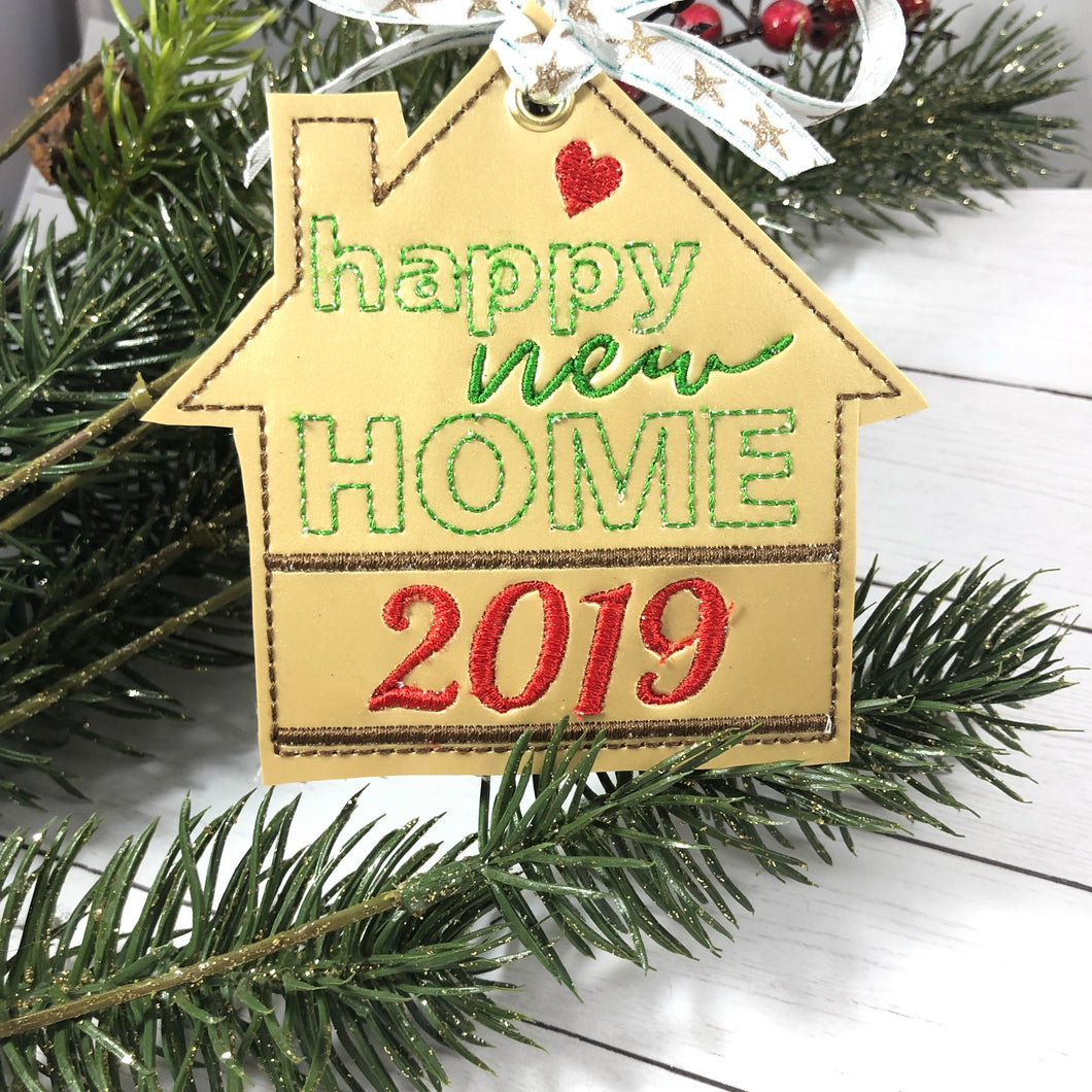 Happy New Home Personalized Christmas Ornament for 4x4 hoops