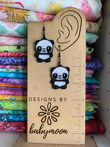 Panda FSL Earrings - In the Hoop Freestanding Lace Earrings Design for Machine Embroidery