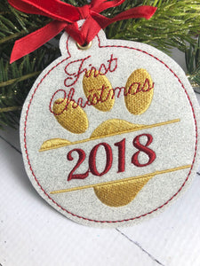 Pets First Christmas Ornament for 4x4 hoops
