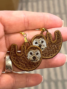 Sloth Back Earser Sloth FSL Earrings - In the Hoop Freestanding Lace Earrings – Designs ...