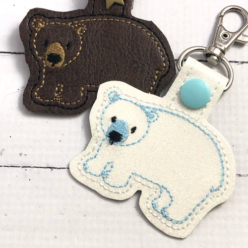 Polar Bear snap tab embroidery design