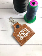 BLANK Cow tag shape snap tab for 4x4 hoops