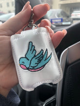 Bluebird of Happiness Hand Sanitizer Holder Snap Tab In the Hoop Embroidery Project