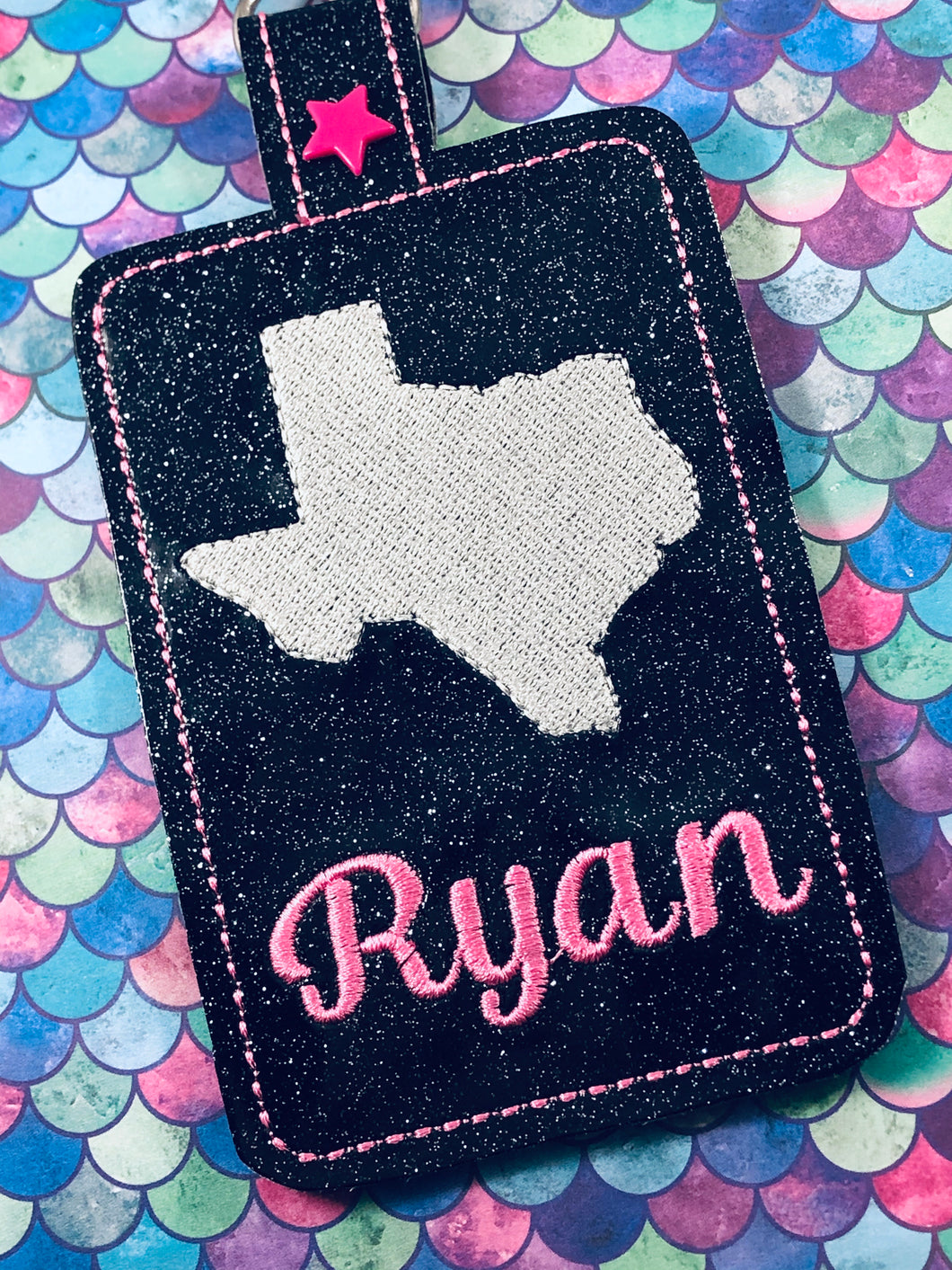 Texas Double Sided Luggage Tag Design for 5x7 Hoops