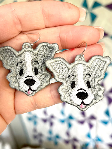 Boucles d’oreilles Border Collie FSL - Boucles d’oreilles en dentelle autoportantes In the Hoop