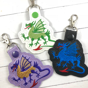 Dragon snap tab In the Hoop embroidery design