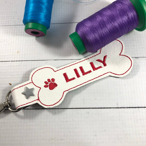 BLANK Dog Bone snap tab for NAMES for 5x7 hoops