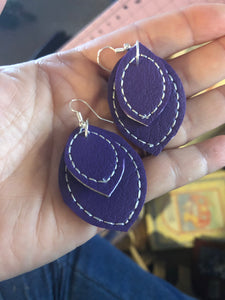 Mini Leaf Layers Earrings and Pendant embroidery design for Vinyl and Leather