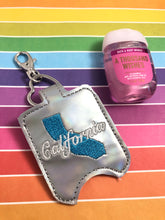 California Hand Sanitizer Holder Snap Tab Version In the Hoop Embroidery Project 1 oz BBW for 5x7 hoops