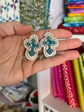 Turquoise Cross Crystal Rivet Earrings - Two sizes for 4x4 hoops