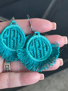 Vacay Freestanding Lace Fringe Earrings embroidery design