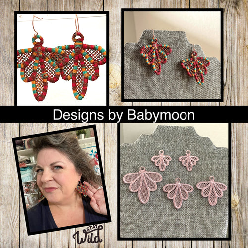 Drippy FSL Earrings - Freestanding Lace Earring and Pendant Design - In the Hoop Embroidery Project