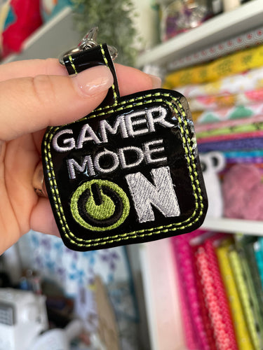 Gamer Mode ON Snap Tab In the Hoop Embroidery Project 4x4 and 5x7 files