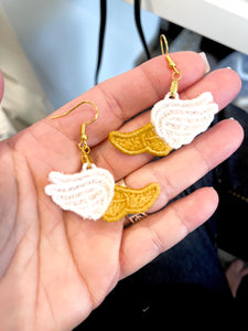 Flying Track Shoes FSL Earrings - In the Hoop Freestanding Lace Earrings