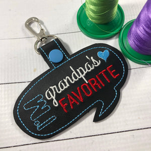 Grandpa’s Favorite snap tab embroidery design