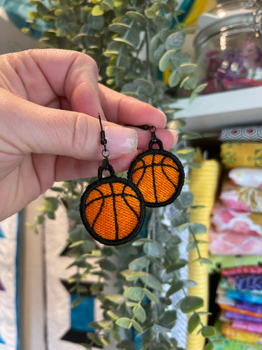 Basketball FSL Earrings - In the Hoop Freestanding Lace Earrings