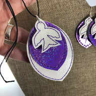 Bird and Leaf Earrings and Pendant embroidery design for Vinyl and Leather