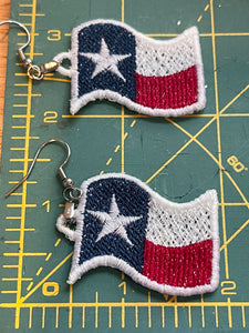 Pendientes FSL de bandera ondulada de Texas - Pendientes de encaje independientes en el aro